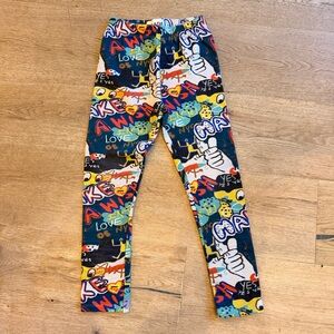 Girls Multicolor graphite Graphic Print fleece Leggings